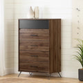 Commode 5 tiroirs Olvyn, Noyer naturel et Charbon