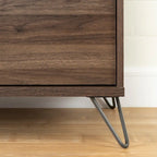 Commode 5 tiroirs Olvyn, Noyer naturel et Charbon