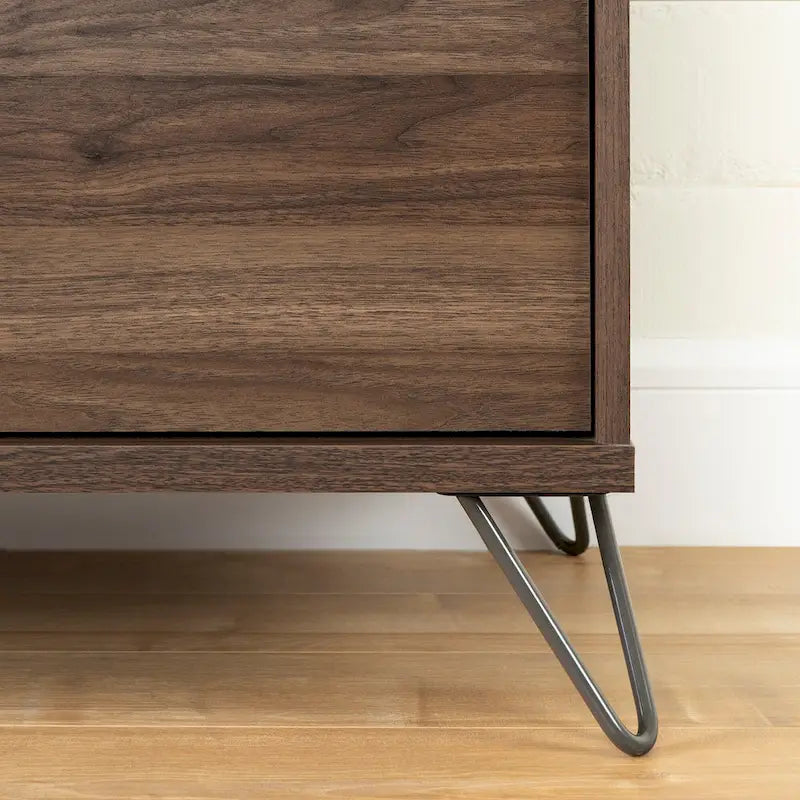 Commode 5 tiroirs Olvyn, Noyer naturel et Charbon