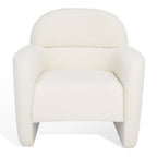 Fauteuil en bouclette avec accoudoirs incurvés et assise rembourrée – 84 cm L