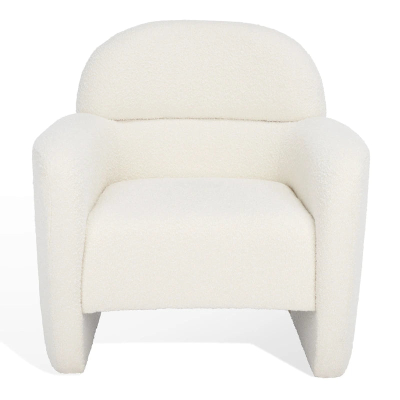 Fauteuil en bouclette avec accoudoirs incurvés et assise rembourrée – 84 cm L