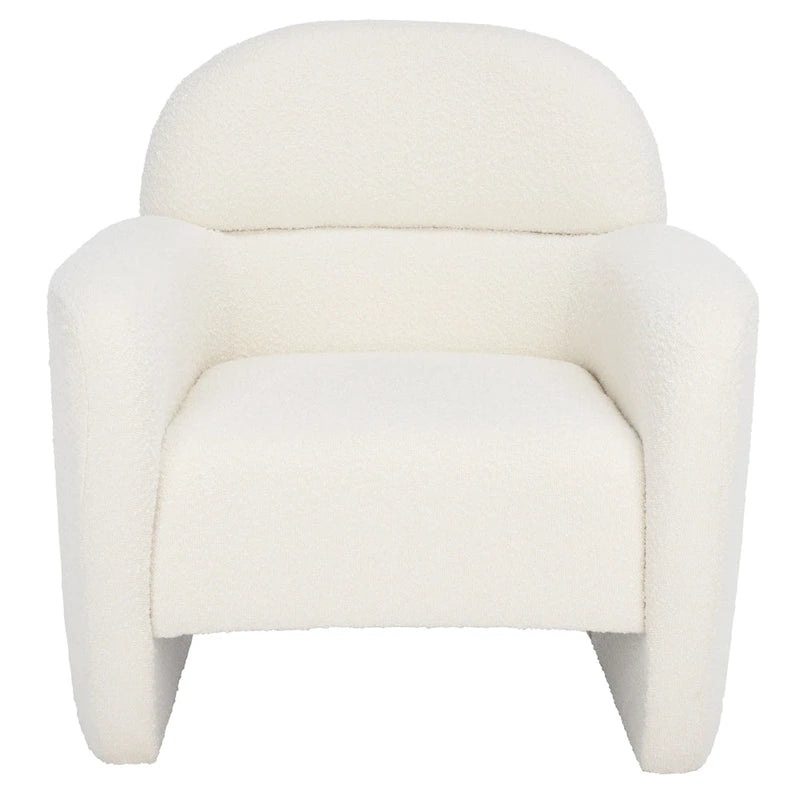 Fauteuil en bouclette avec accoudoirs incurvés et assise rembourrée – 84 cm L