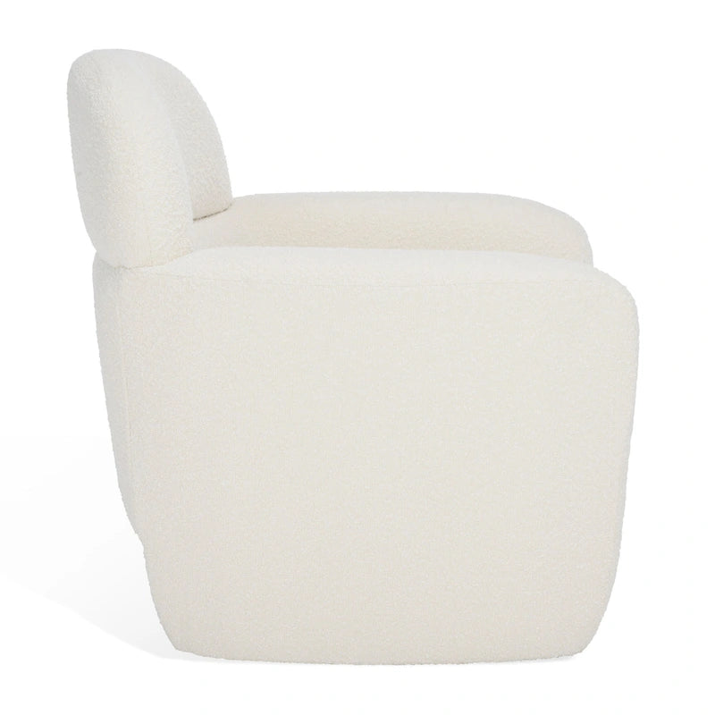 Fauteuil en bouclette avec accoudoirs incurvés et assise rembourrée – 84 cm L
