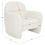 Fauteuil en bouclette avec accoudoirs incurvés et assise rembourrée – 84 cm L