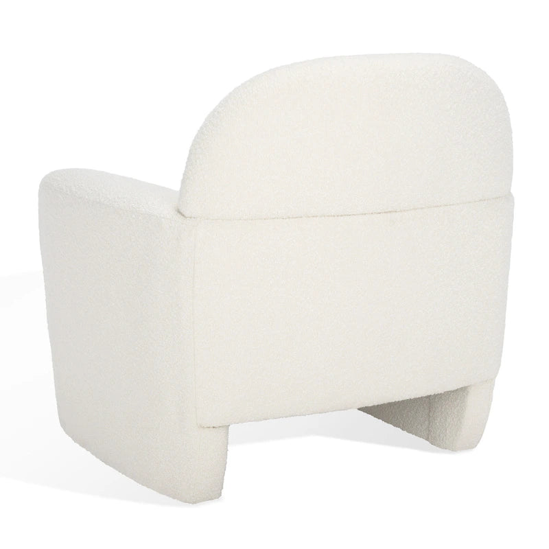 Fauteuil en bouclette avec accoudoirs incurvés et assise rembourrée – 84 cm L