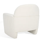 Fauteuil en bouclette avec accoudoirs incurvés et assise rembourrée – 84 cm L