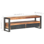 Meuble TV 2 tiroirs en acacia massif et hévéa – 120 cm