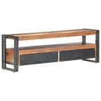 Meuble TV 2 tiroirs en acacia massif et hévéa – 120 cm