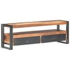 Meuble TV 2 tiroirs en acacia massif et hévéa – 120 cm