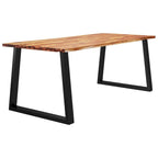Table à manger en acacia massif à bords bruts avec pieds en acier en U – 78,7 po L