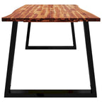Table à manger en acacia massif à bords bruts avec pieds en acier en U – 78,7 po L