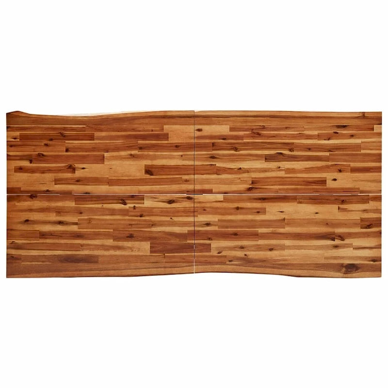Table à manger en acacia massif à bords bruts avec pieds en acier en U – 78,7 po L