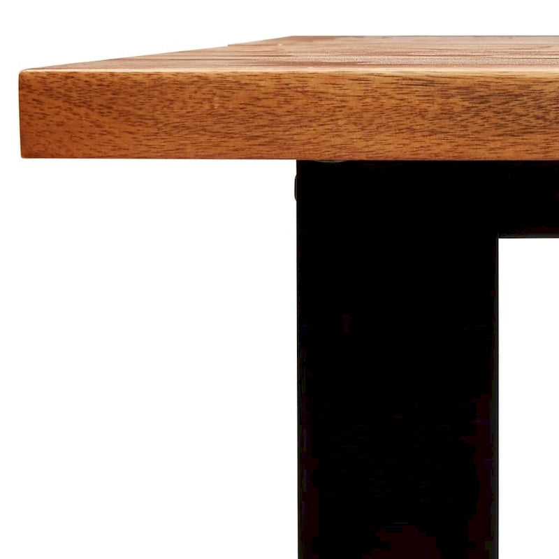 Table à manger en acacia massif à bords bruts avec pieds en acier en U – 78,7 po L