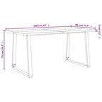 Table à manger en acacia massif à bords bruts avec pieds en acier en U – 78,7 po L