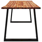 Table à manger en acacia massif à bords bruts avec pieds en acier en U – 78,7 po L