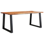 Table à manger en acacia massif à bords bruts avec pieds en acier en U – 78,7 po L