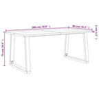 Table à manger en acacia massif à bords bruts avec pieds en acier en U – 78,7 po L