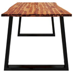 Table à manger en acacia massif à bords bruts avec pieds en acier en U – 78,7 po L
