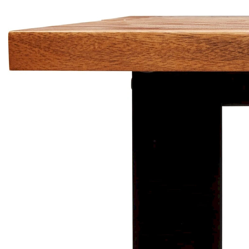 Table à manger en acacia massif à bords bruts avec pieds en acier en U – 78,7 po L