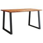Table à manger en acacia massif à bords bruts avec pieds en acier en U – 78,7 po L
