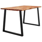 Table à manger en acacia massif à bords bruts avec pieds en acier en U – 78,7 po L