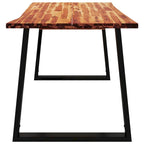 Table à manger en acacia massif à bords bruts avec pieds en acier en U – 78,7 po L