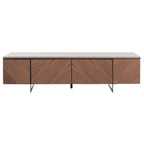 Meuble TV chevrons 60 po avec fini noyer et 4 portes de rangement