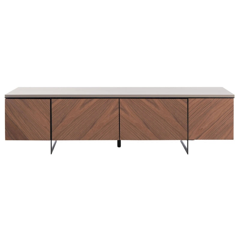 Meuble TV chevrons 60 po avec fini noyer et 4 portes de rangement