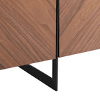 Meuble TV chevrons 60 po avec fini noyer et 4 portes de rangement