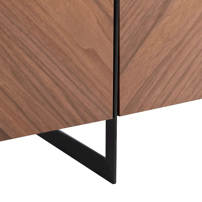 Meuble TV chevrons 60 po avec fini noyer et 4 portes de rangement