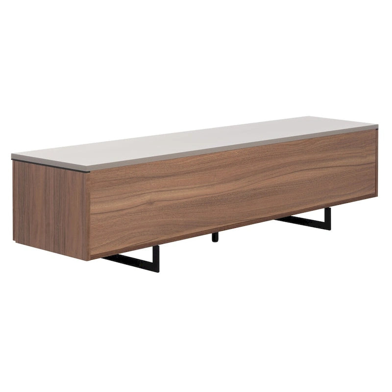 Meuble TV chevrons 60 po avec fini noyer et 4 portes de rangement