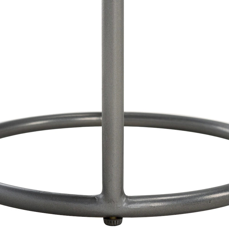 Table basse ronde à 2 niveaux en marbre gris avec base en bronze à canon