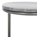 Table basse ronde à 2 niveaux en marbre gris avec base en bronze à canon