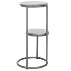 Table basse ronde à 2 niveaux en marbre gris avec base en bronze à canon