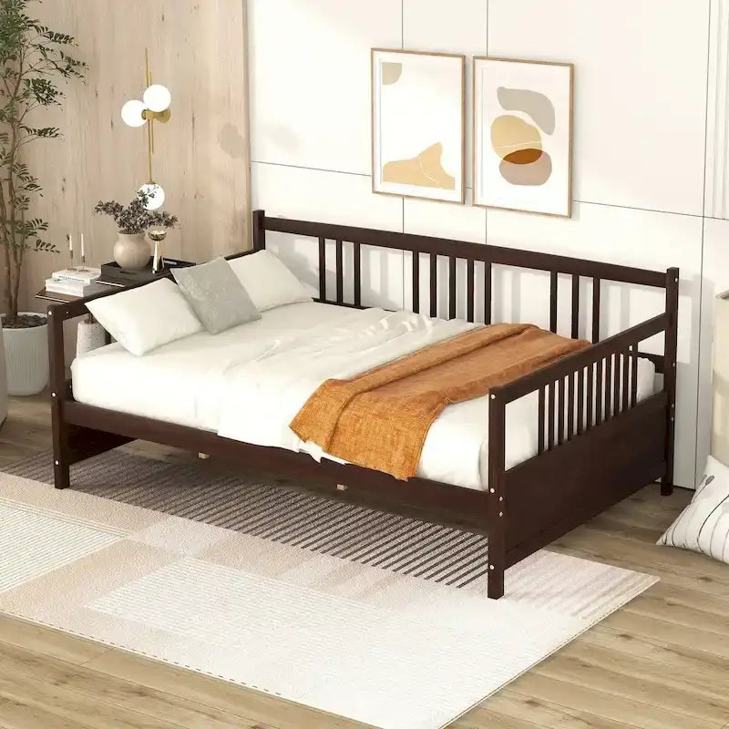 Lit de repos jumeau en bois massif avec rangement et 10 lattes – Canapé et lit combinés