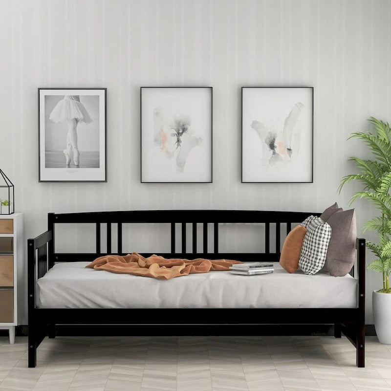 Lit de repos jumeau en bois massif avec rangement et 10 lattes – Canapé et lit combinés