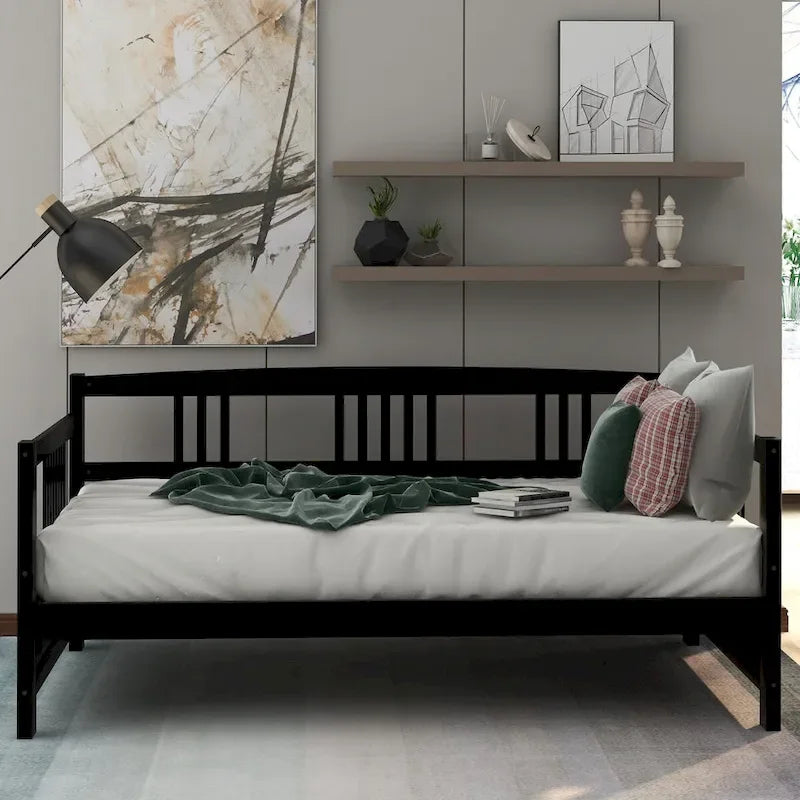 Lit de repos jumeau en bois massif avec rangement et 10 lattes – Canapé et lit combinés