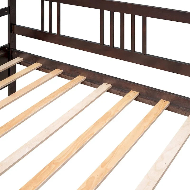 Lit de repos jumeau en bois massif avec rangement et 10 lattes – Canapé et lit combinés