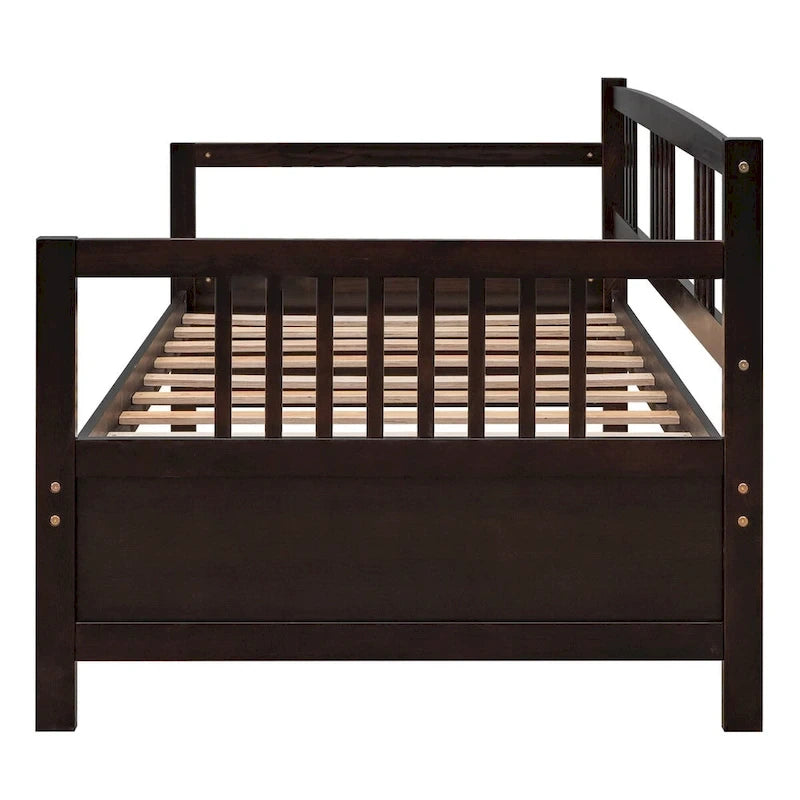 Lit de repos jumeau en bois massif avec rangement et 10 lattes – Canapé et lit combinés