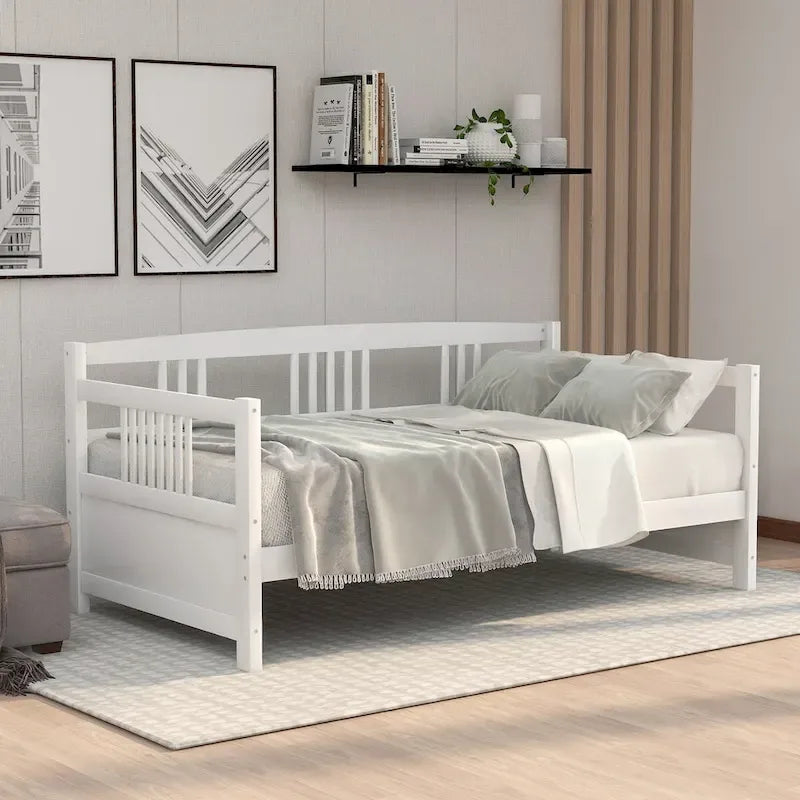 Lit de repos jumeau en bois massif avec rangement et 10 lattes – Canapé et lit combinés