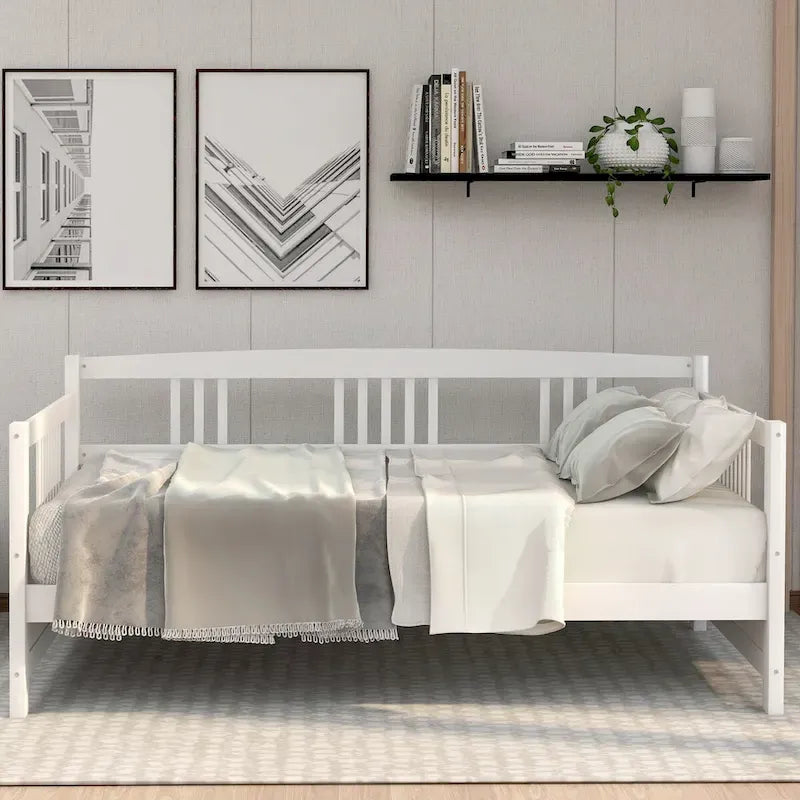 Lit de repos jumeau en bois massif avec rangement et 10 lattes – Canapé et lit combinés