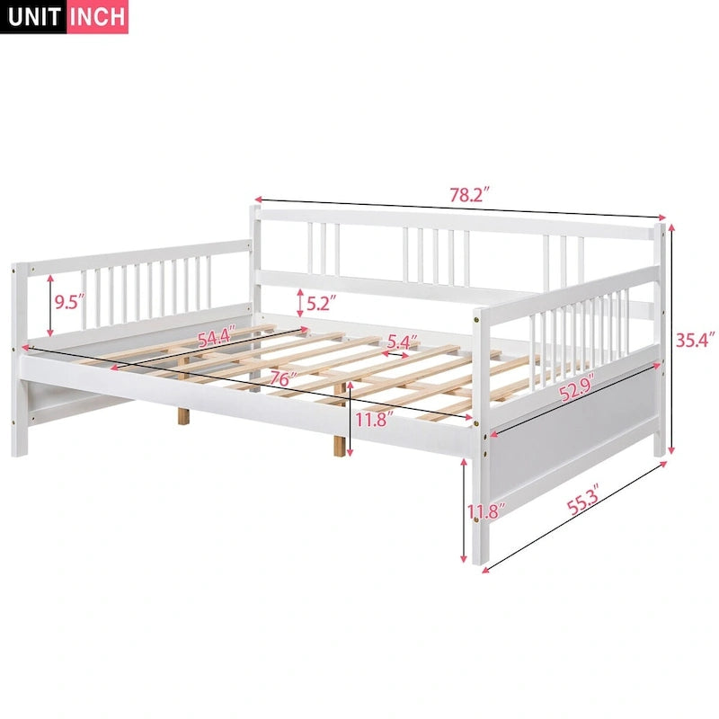 Lit de repos jumeau en bois massif avec rangement et 10 lattes – Canapé et lit combinés
