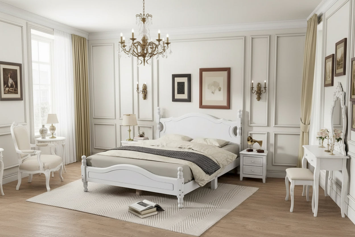 Retro Style Platform Bed Wood Platform Bed Frame