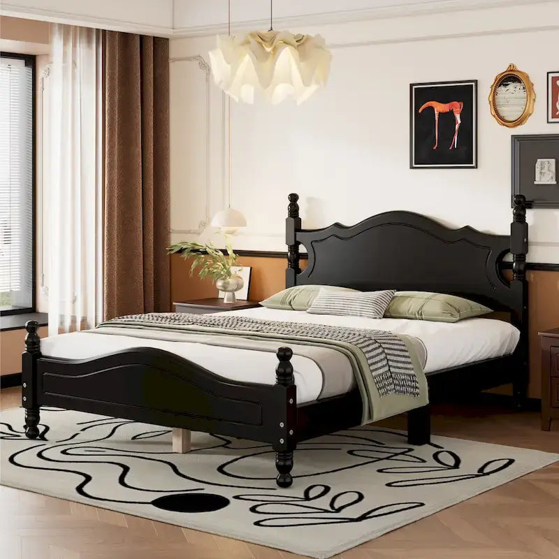 Lit plateforme de style rétro, Cadre de lit plateforme en bois