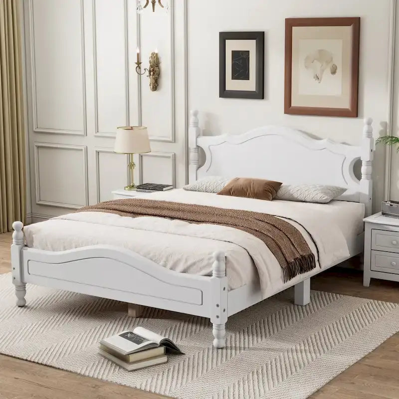 Lit plateforme de style rétro, Cadre de lit plateforme en bois