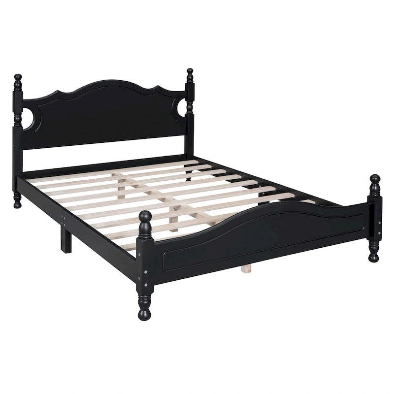Lit plateforme de style rétro, Cadre de lit plateforme en bois
