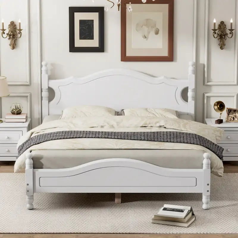 Lit plateforme de style rétro, Cadre de lit plateforme en bois