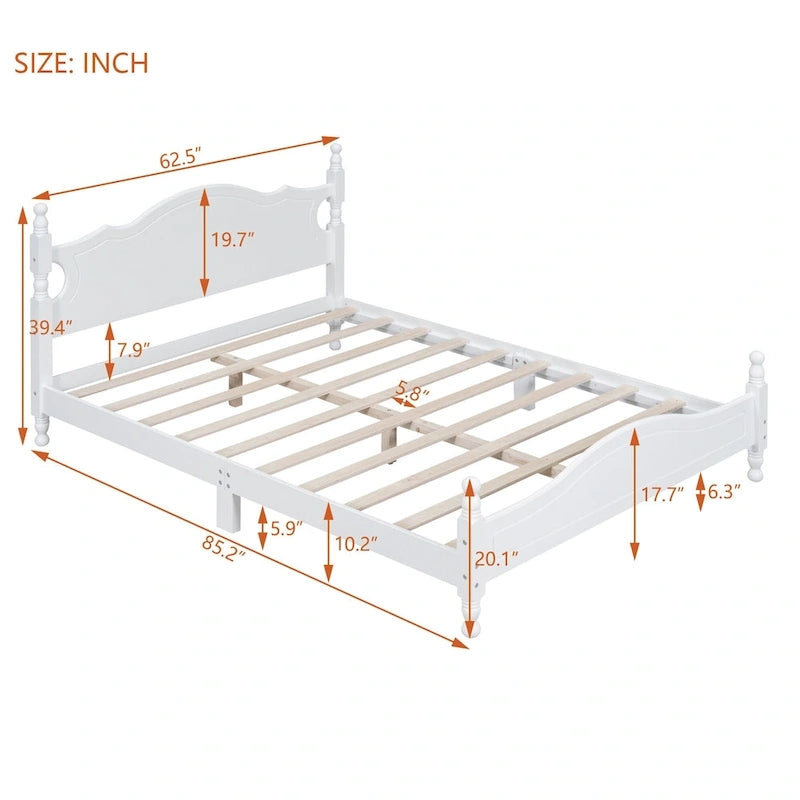 Lit plateforme de style rétro, Cadre de lit plateforme en bois
