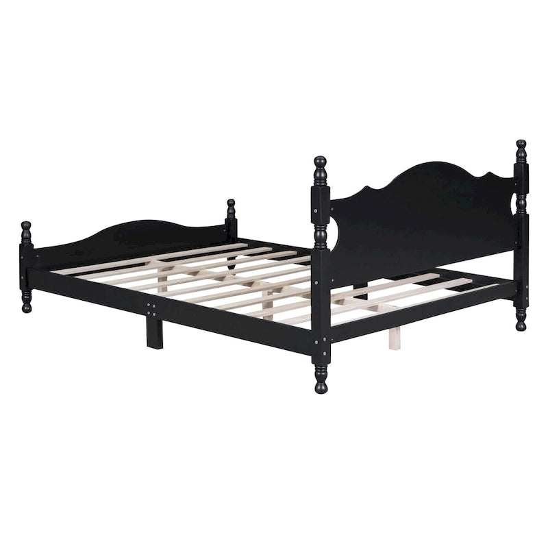 Lit plateforme de style rétro, Cadre de lit plateforme en bois