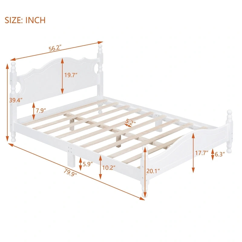 Lit plateforme de style rétro, Cadre de lit plateforme en bois